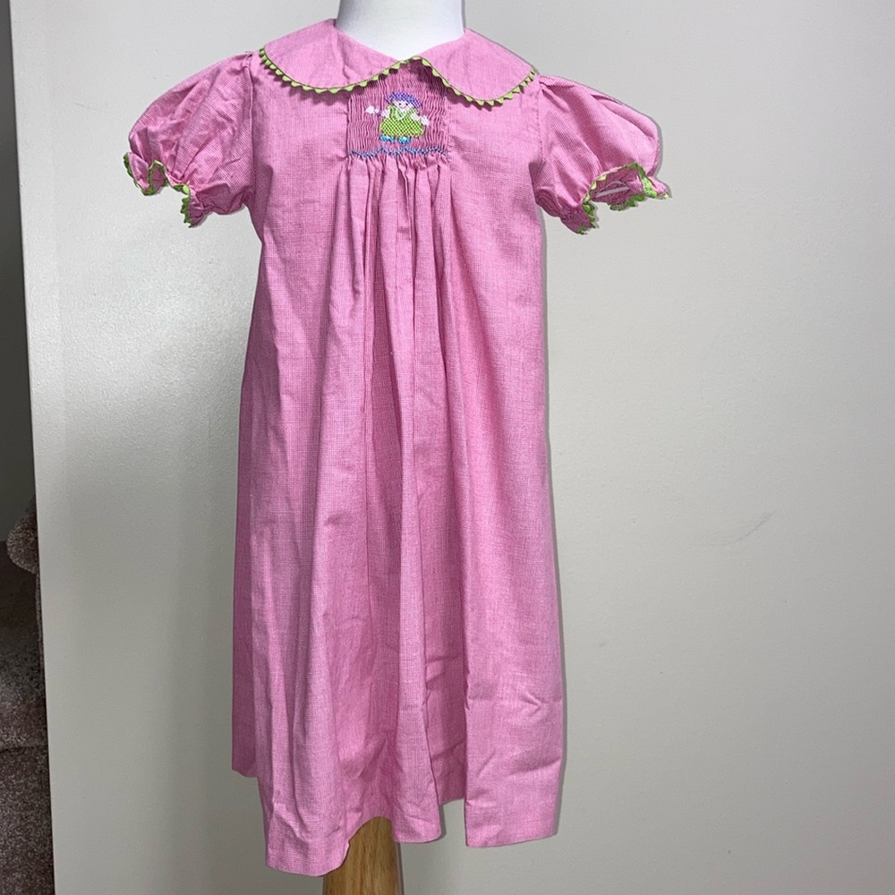 Castle and crowns red gingham smocked short sleeve dress girls 4t
